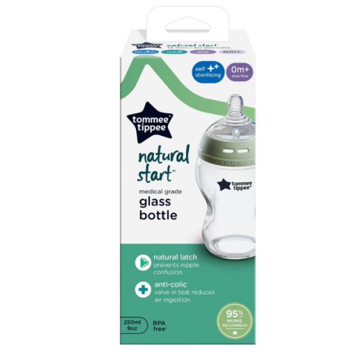 Μπιμπερό Γυάλινο Natural Start 250ml Μικρής Ροής Tommee Tippee