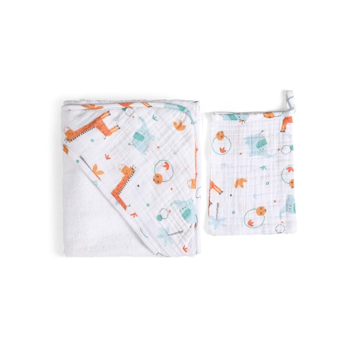 Μπουρνούζι Κάπα &  Γάντι Μπάνιου 75x75 Giraffe Funna Baby