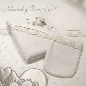 Μπουρνούζι Κάπα και Γάντι Μπάνιου Lovely Bear Cream Funna Baby Μπουρνούζι Κάπα και Γάντι Μπάνιου Lovely Bear Cream Funna Baby