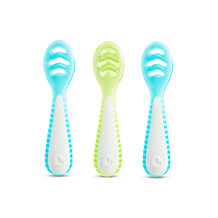 Munchkin Σετ Εκπαιδευτικά Κουταλάκια Gentle Dip Self-Feeding Blue-Green 3τμχ.