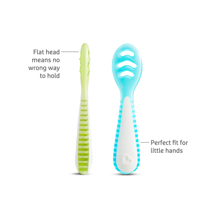 Munchkin Σετ Εκπαιδευτικά Κουταλάκια Gentle Dip Self-Feeding Blue-Green 3τμχ.