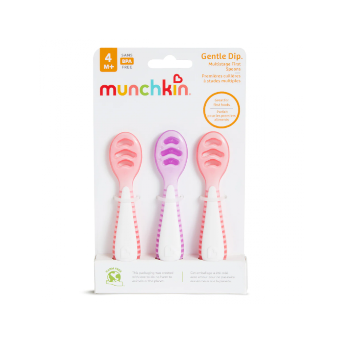 Munchkin Σετ Εκπαιδευτικά Κουταλάκια Gentle Dip Self-Feeding Pink-Purple 3τμχ. Munchkin Σετ Εκπαιδευτικά Κουταλάκια Gentle Dip Self-Feeding Pink-Purple 3τμχ.