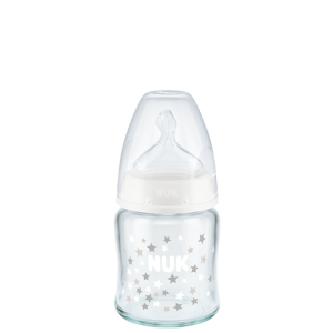 NUK First Choice Plus Μπιμπερό Γυάλινο Temperature Control 120ml με Θηλή Σιλικόνης 0-6m Λευκό NUK First Choice Plus Μπιμπερό Γυάλινο Temperature Control 120ml με Θηλή Σιλικόνης 0-6m Λευκό
