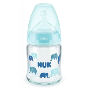 NUK First Choice Plus Μπιμπερό Γυάλινο Temperature Control 120ml με Θηλή Σιλικόνης 0-6m Μπλε NUK First Choice Plus Μπιμπερό Γυάλινο Temperature Control 120ml με Θηλή Σιλικόνης 0-6m Μπλε
