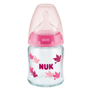 NUK First Choice Plus Μπιμπερό Γυάλινο Temperature Control 120ml με Θηλή Σιλικόνης 0-6m Ροζ NUK First Choice Plus Μπιμπερό Γυάλινο Temperature Control 120ml με Θηλή Σιλικόνης 0-6m Ροζ
