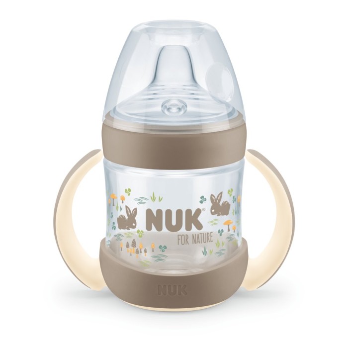 NUK For Nature Μπιμπερό Eκπαίδευσης 150 ml Temperature Control Με Στόμιο Σιλικόνης & Λαβές Μπεζ NUK For Nature Μπιμπερό Eκπαίδευσης 150 ml Temperature Control Με Στόμιο Σιλικόνης & Λαβές Μπεζ