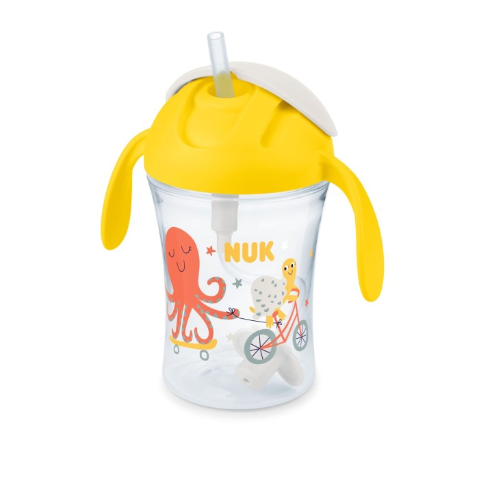 NUK Motion Cup Ποτηράκι Mε Λαβές Kαι Καλαμάκι 230ml Kίτρινο NUK Motion Cup Ποτηράκι Mε Λαβές Kαι Καλαμάκι 230ml Kίτρινο