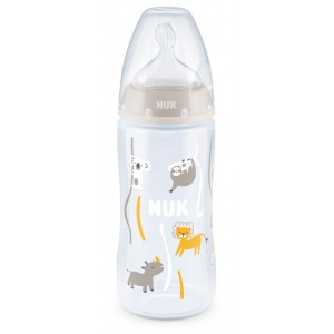 NUK Μπιμπερό Πολυπροπυλενίου Grey First Choice+ 300ml Temperature Control Με Θηλή Σιλικόνης 6-18m NUK Μπιμπερό Πολυπροπυλενίου Grey First Choice+ 300ml Temperature Control Με Θηλή Σιλικόνης 6-18m