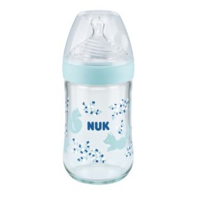 NUK Nature Sense Μπιμπερό Γυάλινο Γαλάζιο 240ml Με Δείκτη Ελέγχου Θερμοκρασίας NUK Nature Sense Μπιμπερό Γυάλινο Γαλάζιο 240ml Με Δείκτη Ελέγχου Θερμοκρασίας