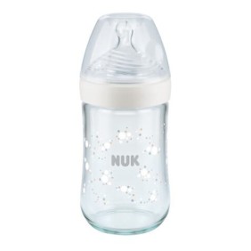 NUK Nature Sense Μπιμπερό Γυάλινο Λευκό 240ml Με Δείκτη Ελέγχου Θερμοκρασίας NUK Nature Sense Μπιμπερό Γυάλινο Λευκό 240ml Με Δείκτη Ελέγχου Θερμοκρασίας