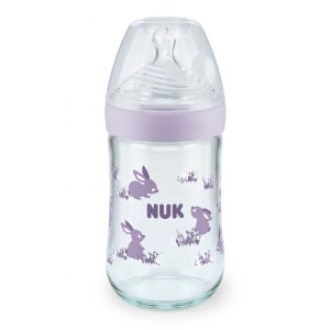 NUK Nature Sense Μπιμπερό Γυάλινο Μωβ 240ml Με Δείκτη Ελέγχου Θερμοκρασίας NUK Nature Sense Μπιμπερό Γυάλινο Μωβ 240ml Με Δείκτη Ελέγχου Θερμοκρασίας