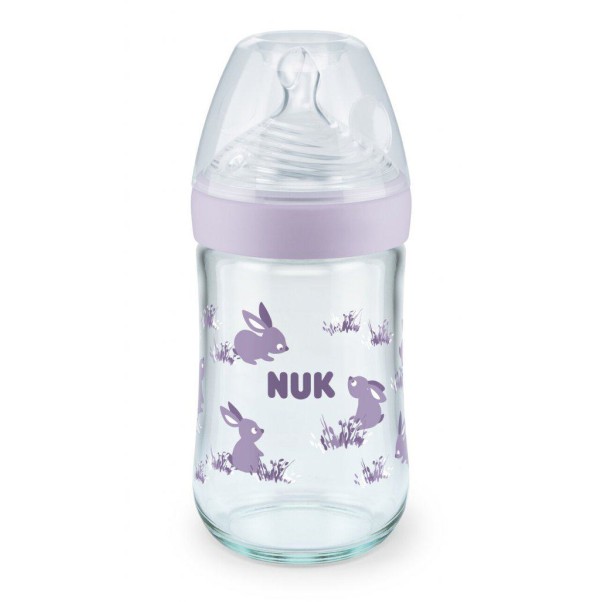NUK Nature Sense Μπιμπερό Γυάλινο Μωβ 240ml Με Δείκτη Ελέγχου Θερμοκρασίας NUK Nature Sense Μπιμπερό Γυάλινο Μωβ 240ml Με Δείκτη Ελέγχου Θερμοκρασίας