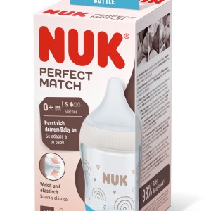 Nuk Perfect Match Μπιμπερό Γυάλινο Temperature Control 120ml Με Θηλή Σιλικόνης 0+m Rainbow