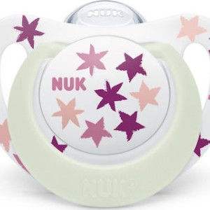 Nuk Πιπίλα Star Night Σιλικόνης 18-36m Ροζ Αστεράκια