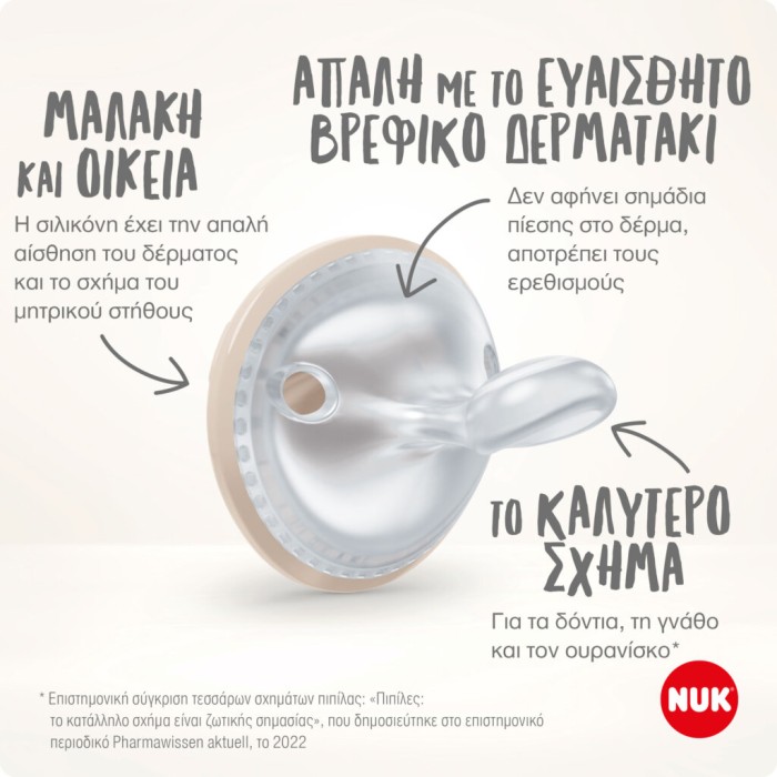 Nuk Πιπίλες Σιλικόνης Mommy Feel για 0-9 μηνών Σομόν/Μπεζ Nuk Πιπίλες Σιλικόνης Mommy Feel για 0-9 μηνών Σομόν/Μπεζ