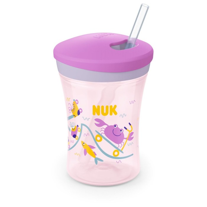 Nuk Ποτηράκι Action Cup 230ml με Καλαμάκι Μωβ