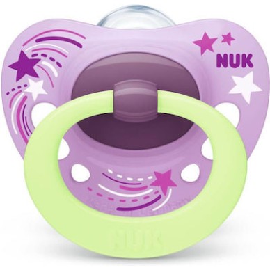 Nuk Signature Night Πιπίλα Σιλικόνης Αστεράκια Μωβ 0-6m Nuk Signature Night Πιπίλα Σιλικόνης Αστεράκια Μωβ 0-6m