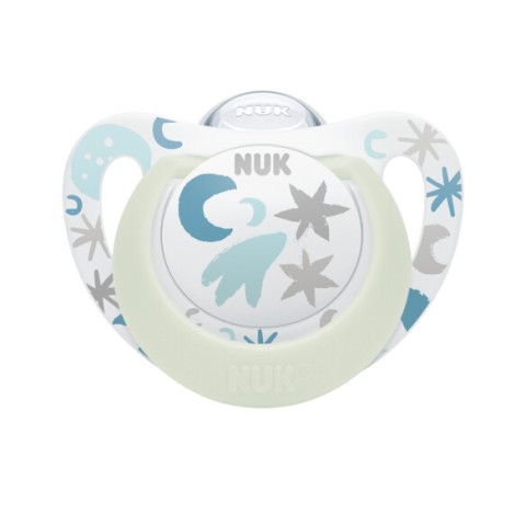 Nuk Star Night Πιπίλα Σιλικόνης 0-6m Γαλάζιο Φεγγαράκι Nuk Star Night Πιπίλα Σιλικόνης 0-6m Γαλάζιο Φεγγαράκι