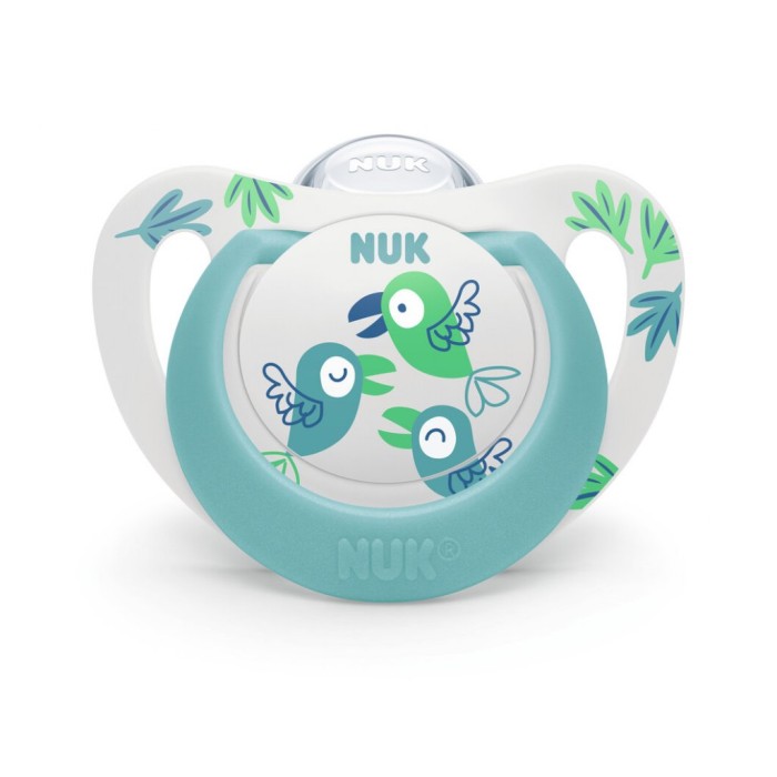 Nuk Star Πιπίλα Σιλικόνης 6-18m Πράσινα Πουλάκια Nuk Star Πιπίλα Σιλικόνης 6-18m Πράσινα Πουλάκια