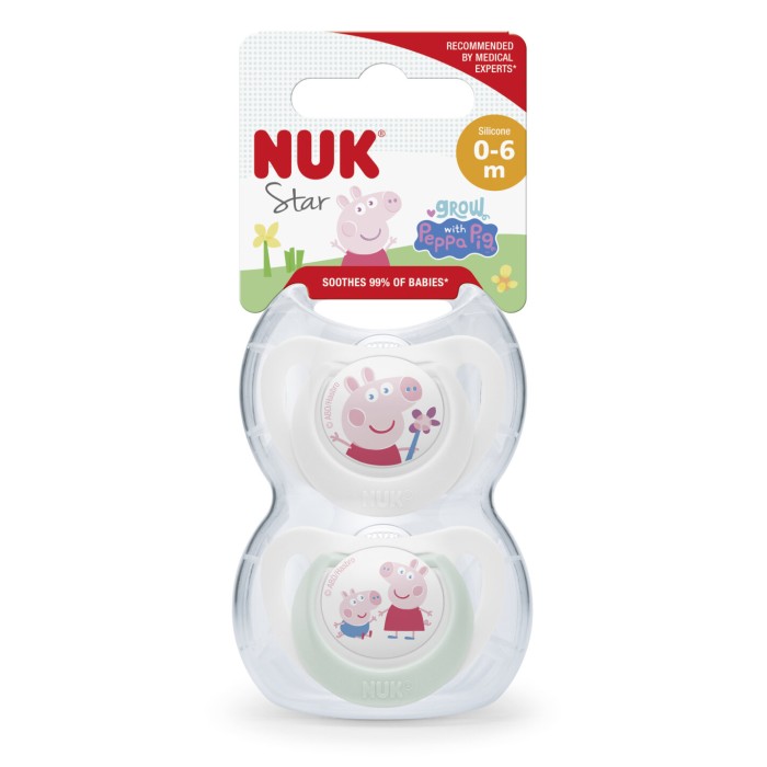 Nuk Star Πιπίλες Σιλικόνης Peppa Pig Για 0-6 μηνών 2τμχ Nuk Star Πιπίλες Σιλικόνης Peppa Pig Για 0-6 μηνών 2τμχ