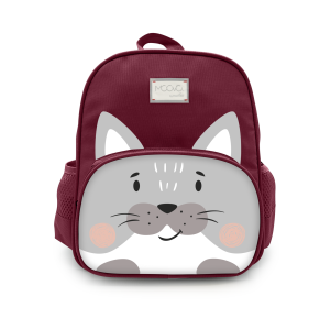 Nuvita Σχολική Τσάντα Πλάτης 30x25x12cm Μπορντό Γάτα KiddieKit 8741