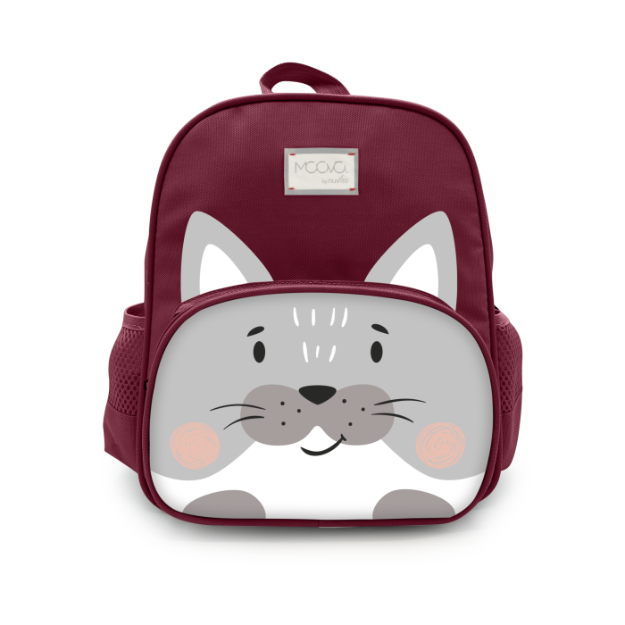 Nuvita Σχολική Τσάντα Πλάτης 30x25x12cm Μπορντό Γάτα KiddieKit 8741