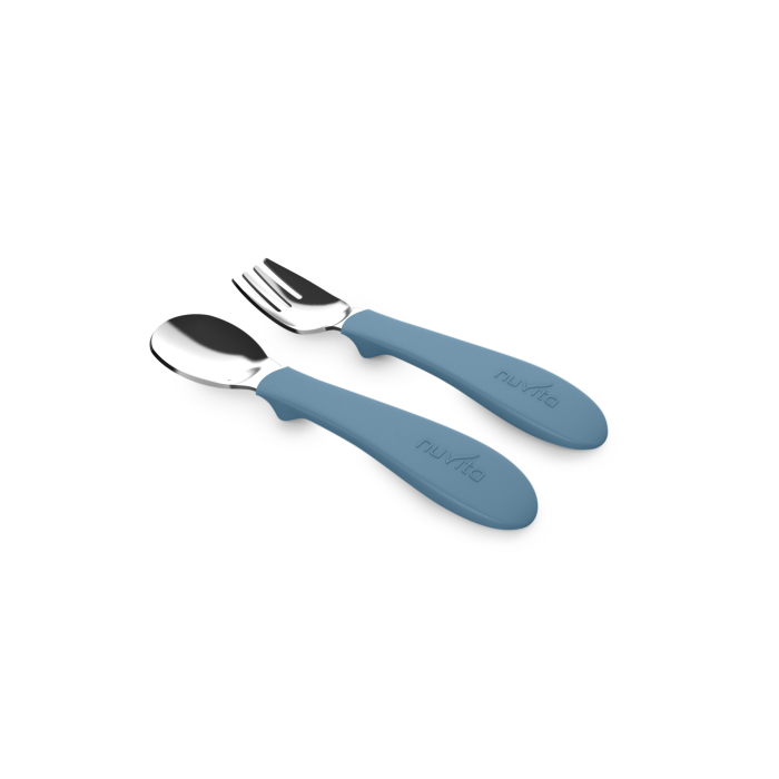 Nuvita Σετ Μαχαιροπήρουνα Με Λαβή Σιλικόνης Powder Blue KiddieKit 8472