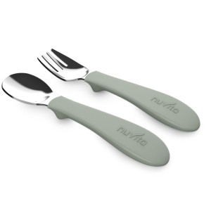 Nuvita Σετ Μαχαιροπήρουνα Με Λαβή Σιλικόνης Sage Green KiddieKit 8472