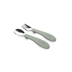 Nuvita Σετ Μαχαιροπήρουνα Με Λαβή Σιλικόνης Sage Green KiddieKit 8472