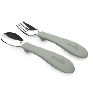 Nuvita Σετ Μαχαιροπήρουνα Με Λαβή Σιλικόνης Sage Green KiddieKit 8472