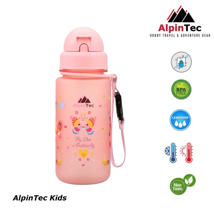 Παγούρι Με Καλαμάκι Tritan Alpintec Kids 400ml Butterfly Pale Pink Παγούρι Με Καλαμάκι Tritan Alpintec Kids 400ml Butterfly Pale Pink