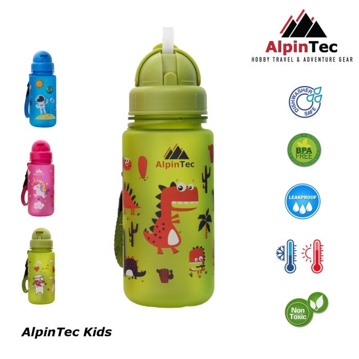 Παγούρι Με Καλαμάκι Tritan Alpintec Kids 400ml Dino Green Παγούρι Με Καλαμάκι Tritan Alpintec Kids 400ml Dino Green