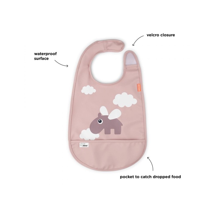 Παιδική Σαλιάρα Velcro Happy Clouds Powder Done By Deer