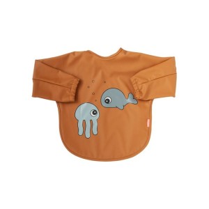 Παιδική Σαλιάρα με Mακρύ Mανίκι Sea Friends Mustard/Grey 6-18m Done By Deer