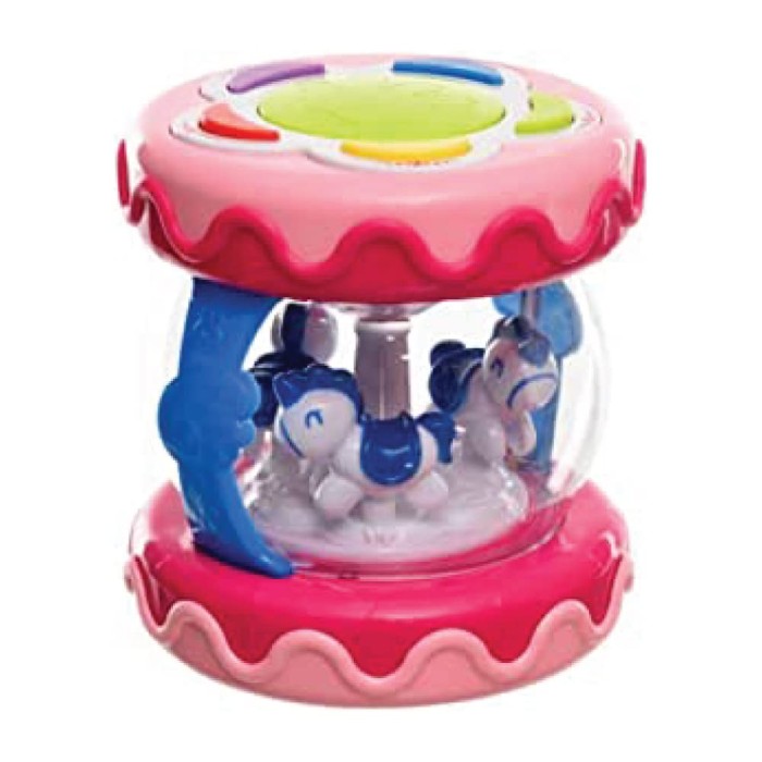 Παιδικό Παιχνίδι  Ροζ Καρουζέλ Με Τύμπανο Φωτά Και Ήχους HE0701 Huanger