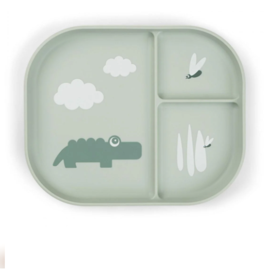 Παιδικό Πιάτο Με Χωρίσματα Happy Clouds Croco Green Done By Deer
