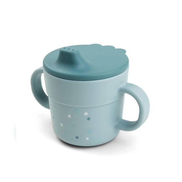 Παιδικό Ποτηράκι με Στόμιο και Λαβές Happy Dots Blue Done By Deer