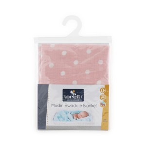 Πάνα Αγκαλιάς - Μουσελίνα Ροζ Πουά 80x80cm Lorelli