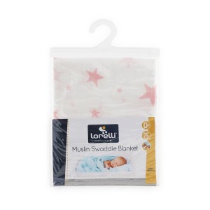 Πάνα Αγκαλιάς - Μουσελίνα Ροζ Αστεράκια 80x80cm Lorelli