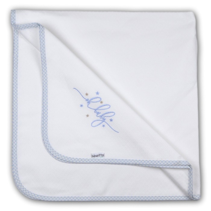 Πάνα Αγκαλιάς Πικέ Με Κέντημα Γαλάζιο Ninetta Bebe