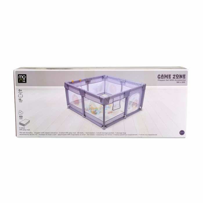 Πάρκο Ορθογώνιο GameZone 180x200 Με Αξεσουάρ Mint Moni