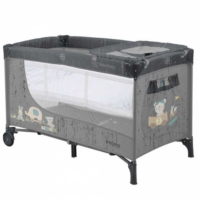 Παρκοκρέβατο Enjoy Grey 808-186 Bebe Stars