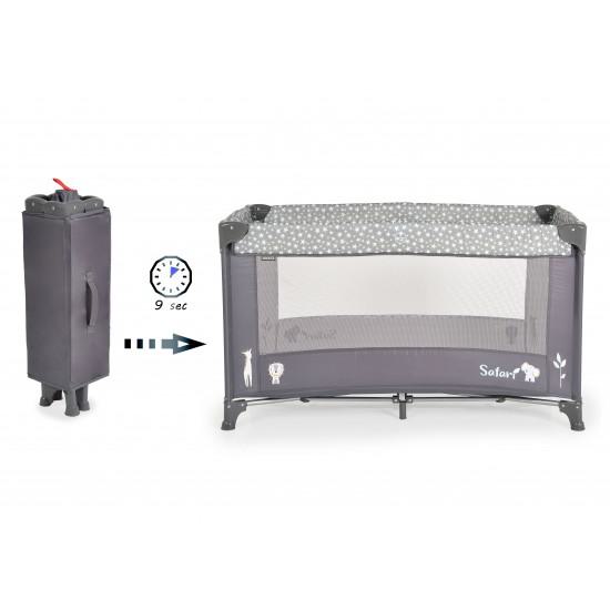 Παρκοκρέβατο 1 Eπιπέδου Safari Graphite Moni