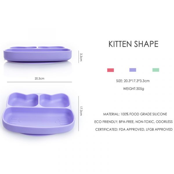 Πιάτο Σιλικόνης Γατούλα Με Χωρίσματα Baby Wise Πιάτο Σιλικόνης Γατούλα Με Χωρίσματα Baby Wise