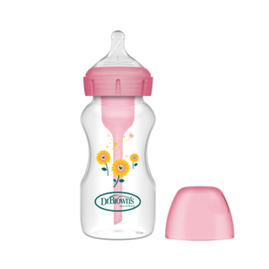 Πλαστικό Μπιμπερό με Φαρδύ Λαιμό Options+ & Θηλή Σιλικόνης 270ml Ροζ Dr. Brown's
