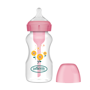 Πλαστικό Μπιμπερό με Φαρδύ Λαιμό Options+ & Θηλή Σιλικόνης 270ml Ροζ Dr. Brown's