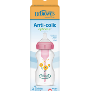 Πλαστικό Μπιμπερό με Φαρδύ Λαιμό Options+ & Θηλή Σιλικόνης 270ml Ροζ Dr. Brown's