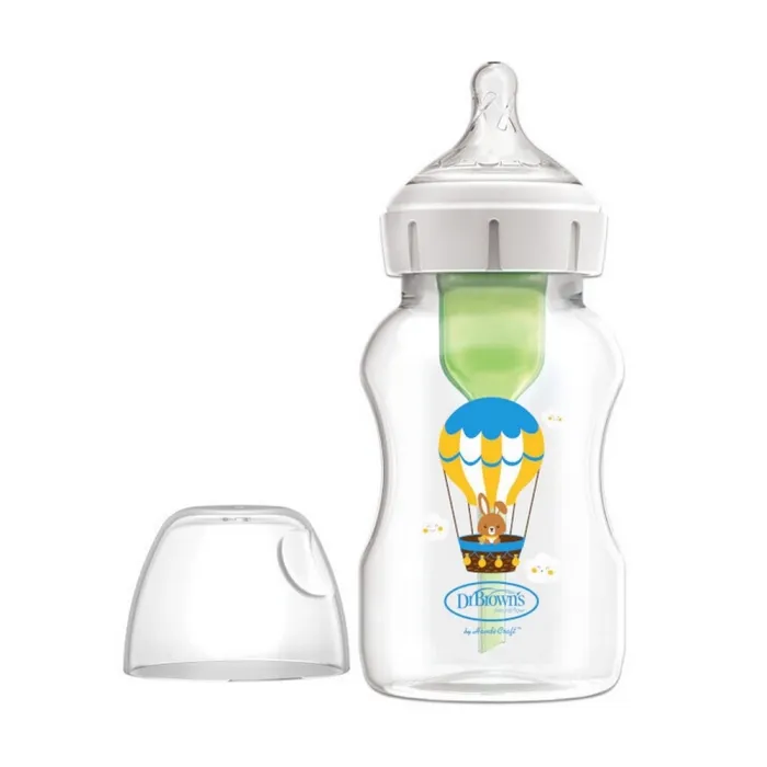 Πλαστικό Μπιμπερό με Φαρδύ Λαιμό Options+ & Θηλή Σιλικόνης 330ml Λαγουδάκι Dr. Brown's