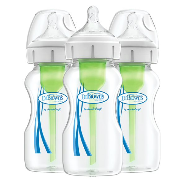 Πλαστικό Μπιμπερό με Φαρδύ Λαιμό Options+ & Θηλή Σιλικόνης 3τμχ 270ml Dr. Brown's