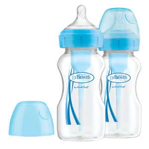 Πλαστικό Μπιμπερό με Φαρδύ Λαιμό Options+ & Θηλή Σιλικόνης Μπλε 2τμχ 270ml Dr. Brown's